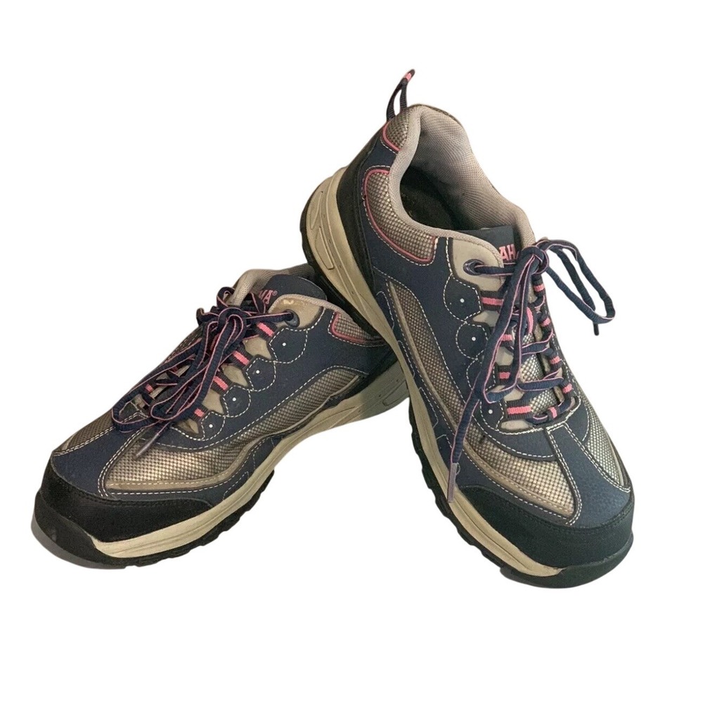 Brahma Steel Toe‎ Work Shoes Womens 8.5 Navy Silver Pink Safety Sneakers ASTM